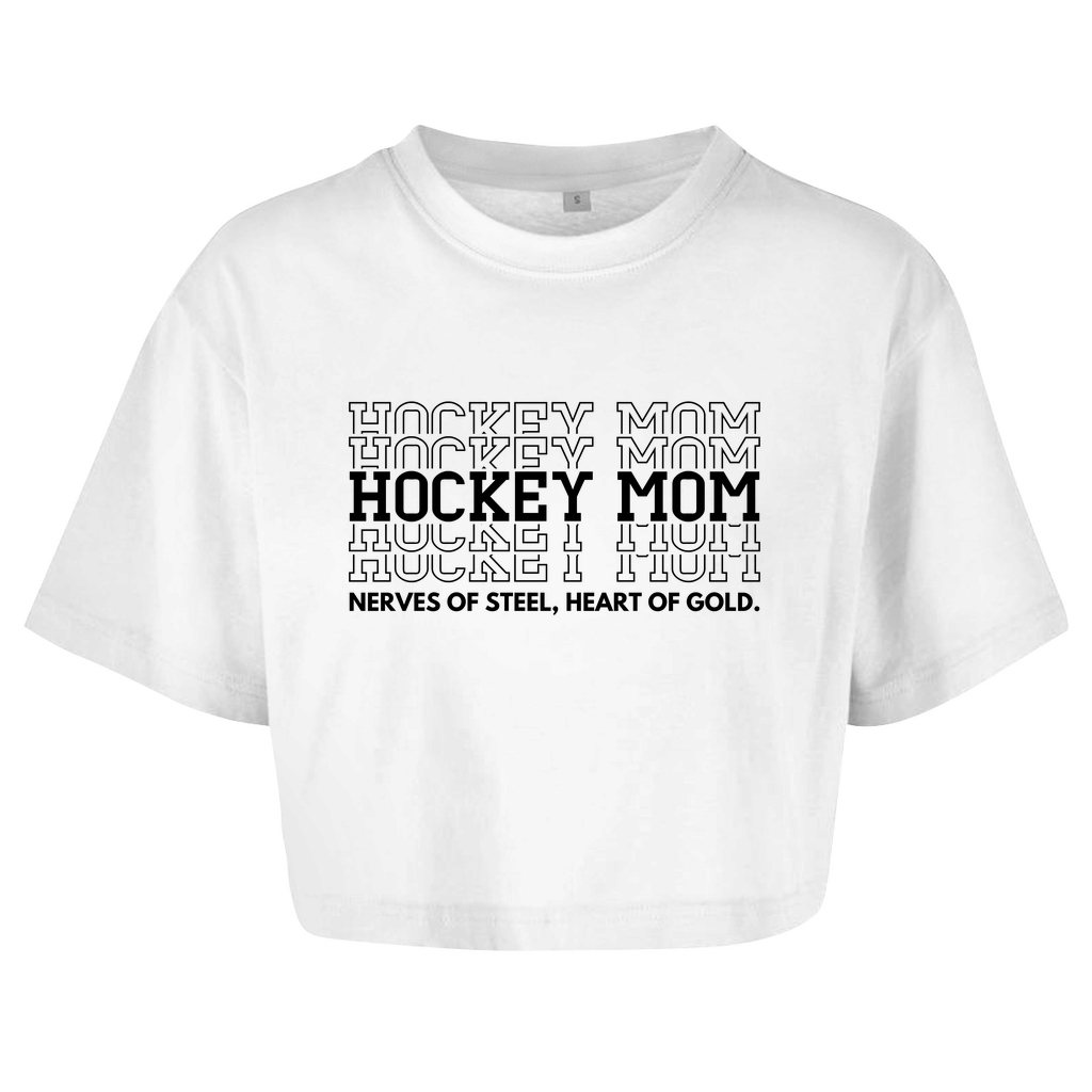 Ladies Crop Top HOCKEYMOM NERVES & HEART