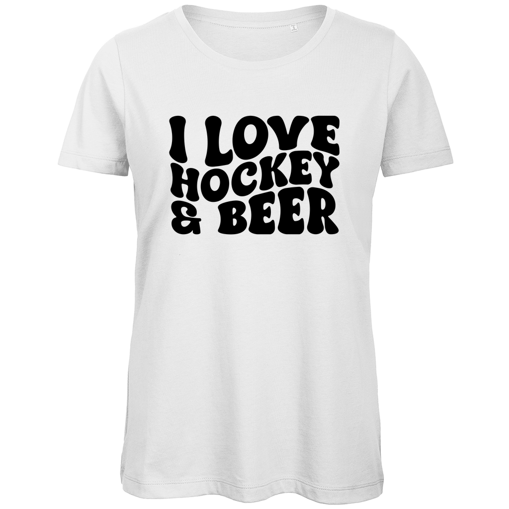Ladies T-Shirt I LOVE HOCKEY & BEER