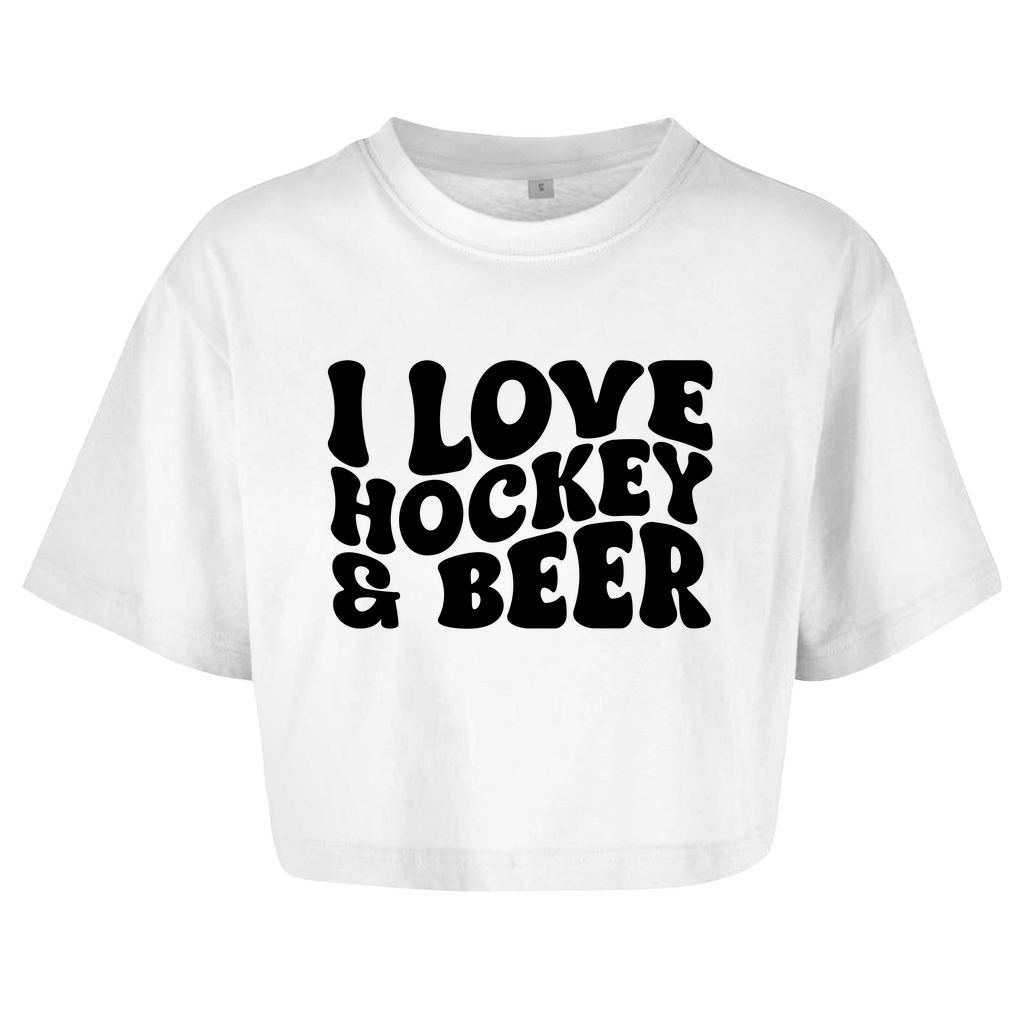 Ladies Crop Top I LOVE HOCKEY & BEER