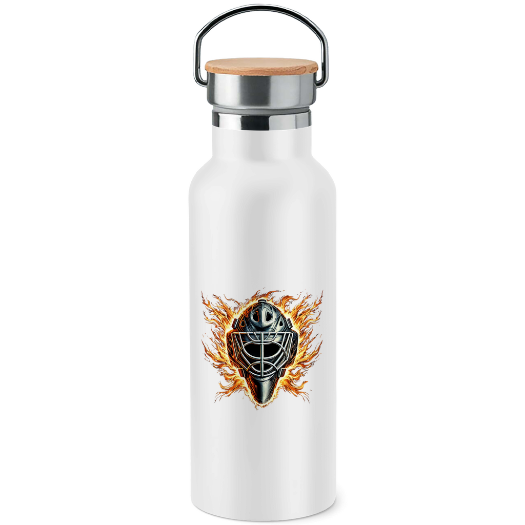 Edelstahl-Trinkflasche mit Bambusdeckel BURNING MASK