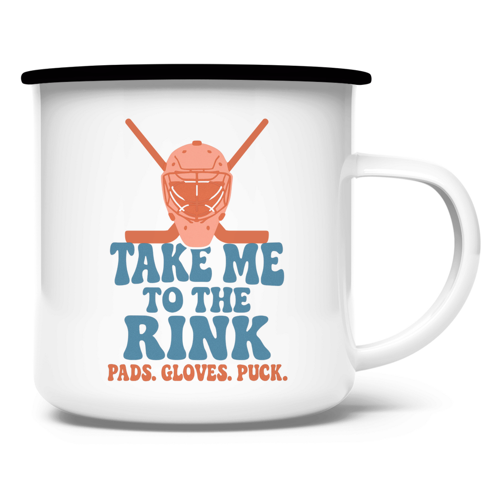 Emaille Tasse TAKE ME TO THE RINK GOALIE