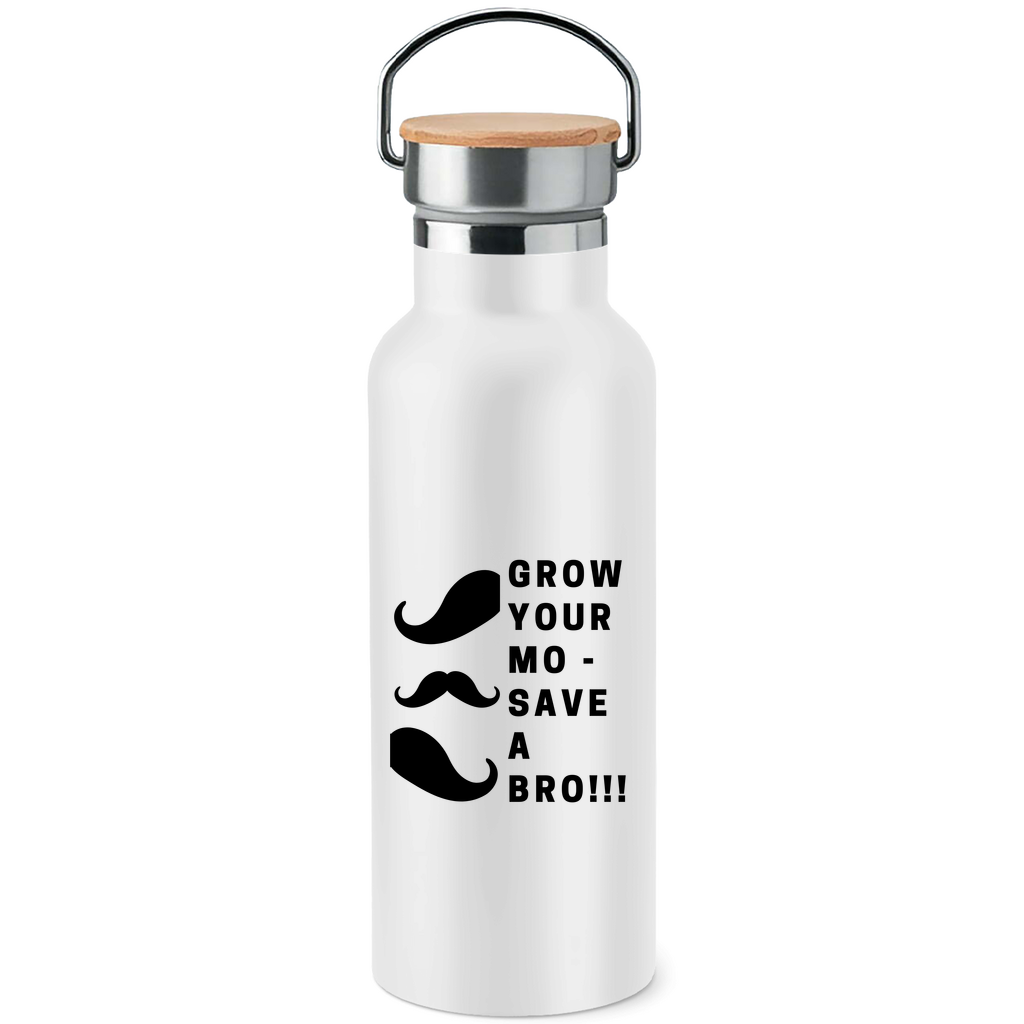 Edelstahl-Trinkflasche mit Bambusdeckel GROW YOUR MO