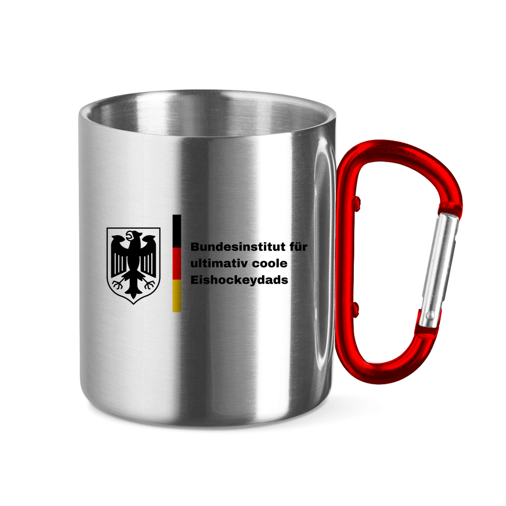 Edelstahltasse mit Karabinergriff BUNDESINSTITUT HOCKEYDAD
