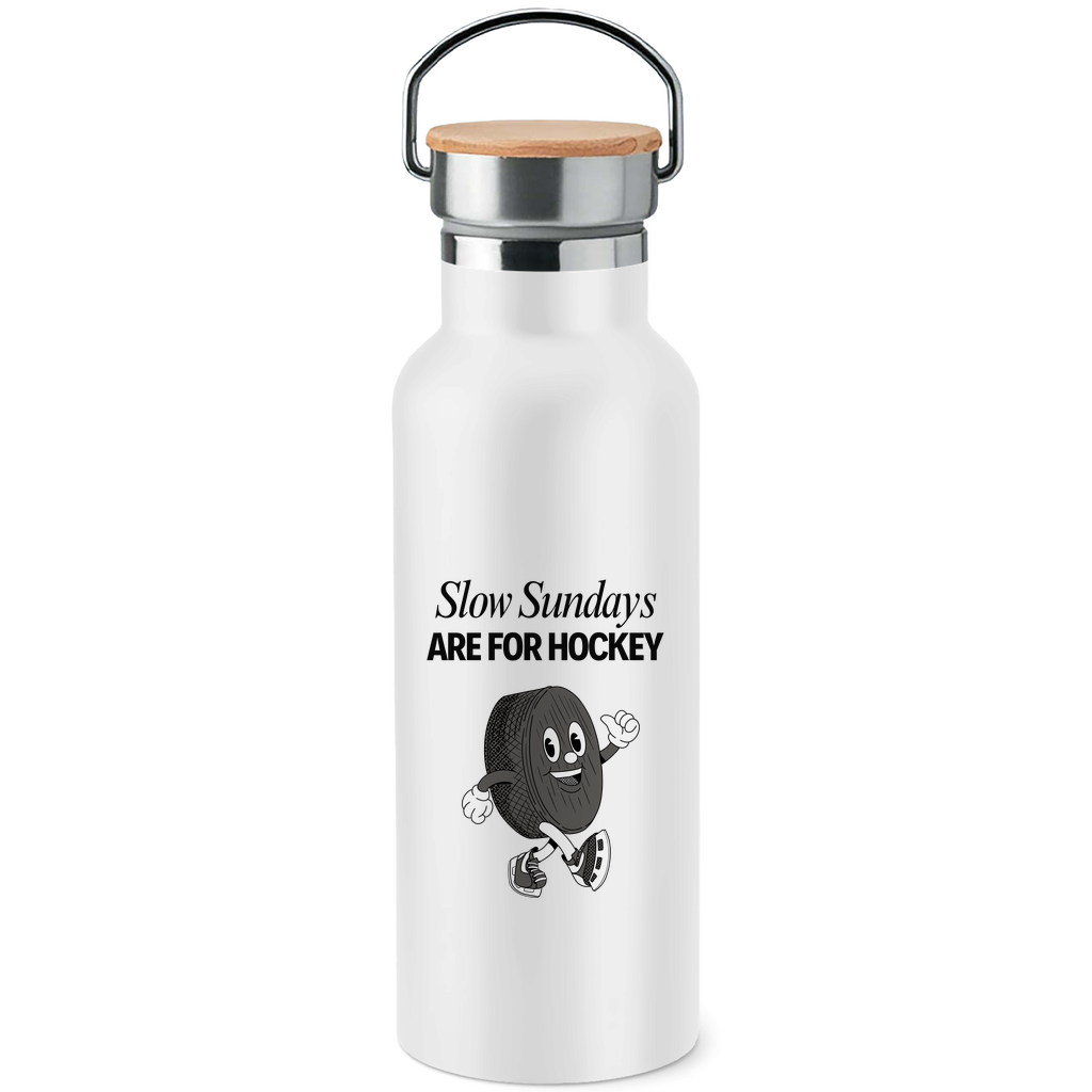 Edelstahl-Trinkflasche mit Bambusdeckel SLOW SUNDAYS