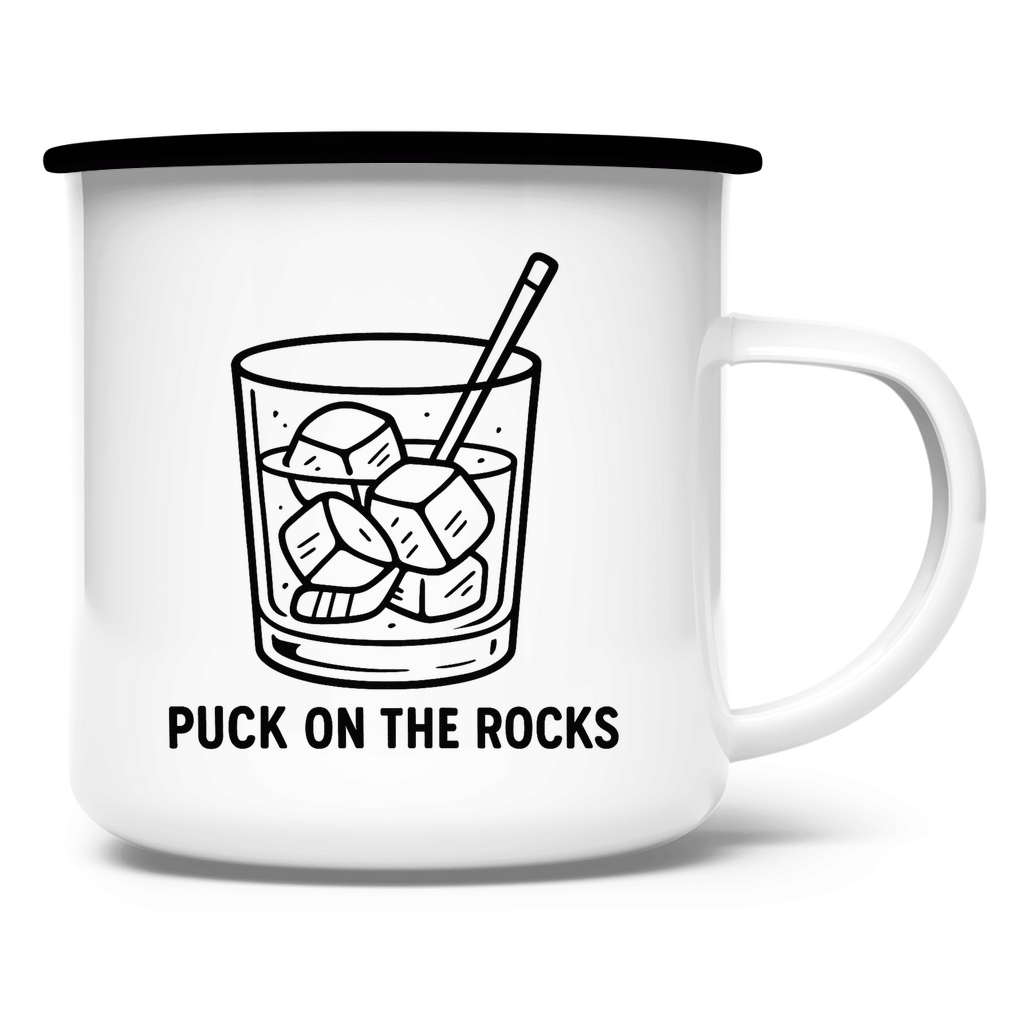Emaille Tasse PUCK ON THE ROCKS