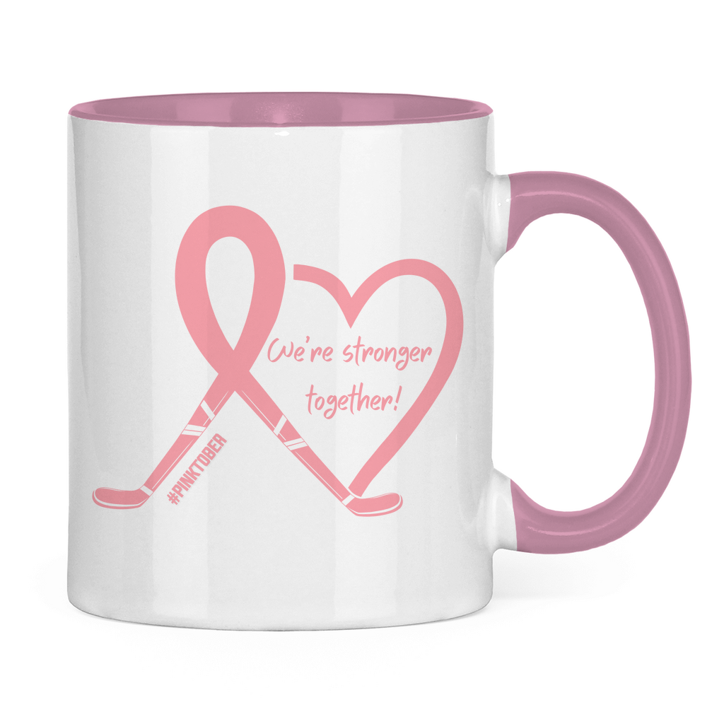 Tasse zweifarbig PINKTOBER STRONGER TOGETHER