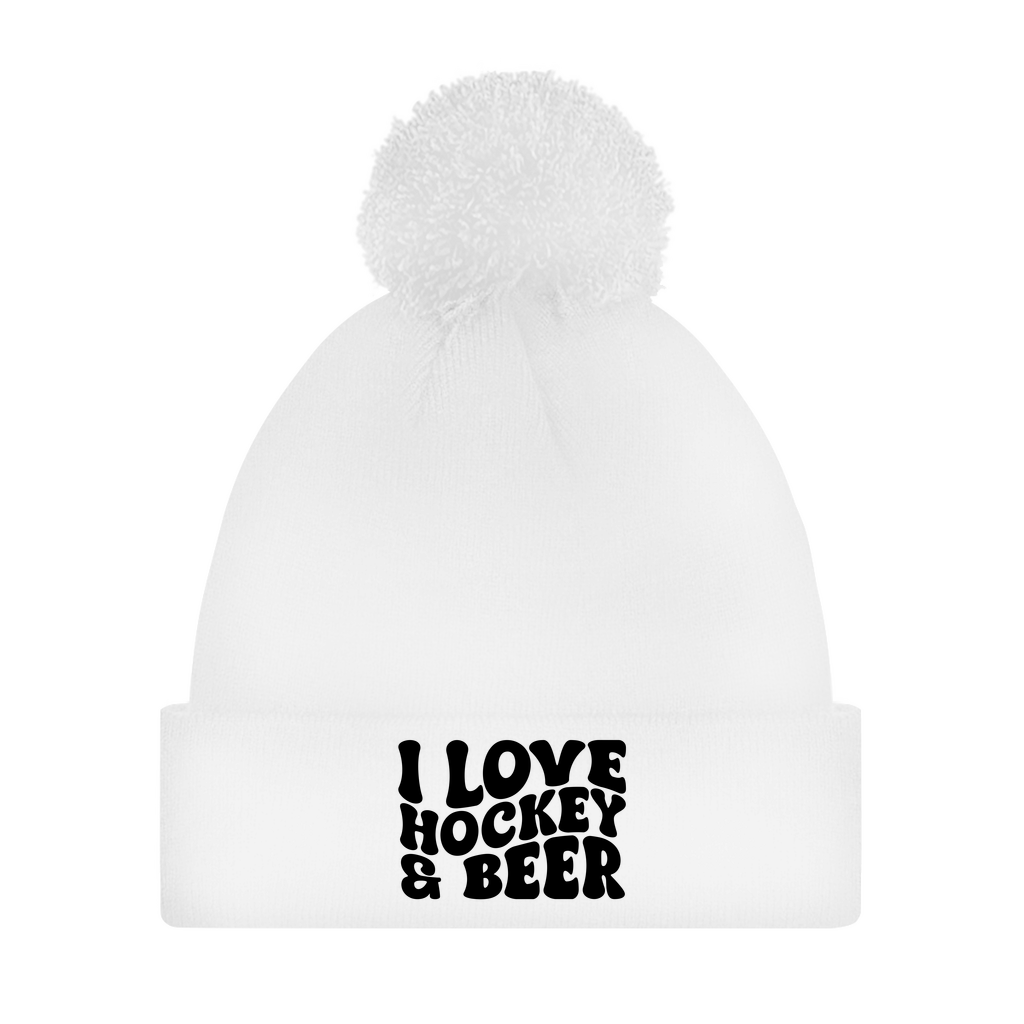 Bommelmütze I LOVE HOCKEY & BEER