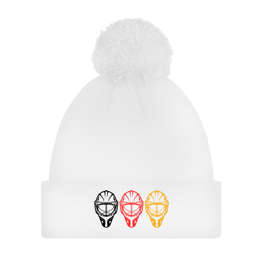 Bommelmütze TEAM GOALIE MASKE SCHWARZ-ROT-GOLD