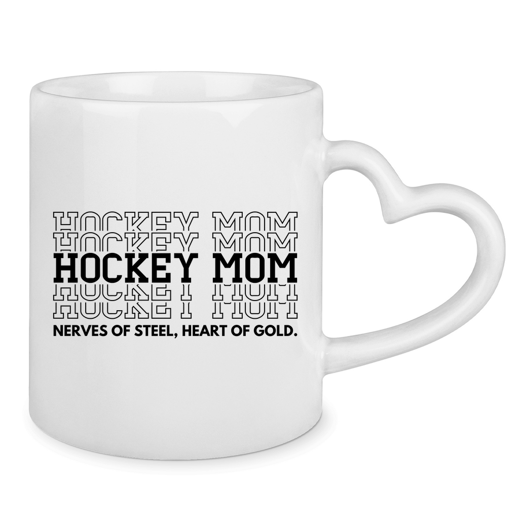 Tasse mit Herzhenkel HOCKEYMOM NERVES & HEART