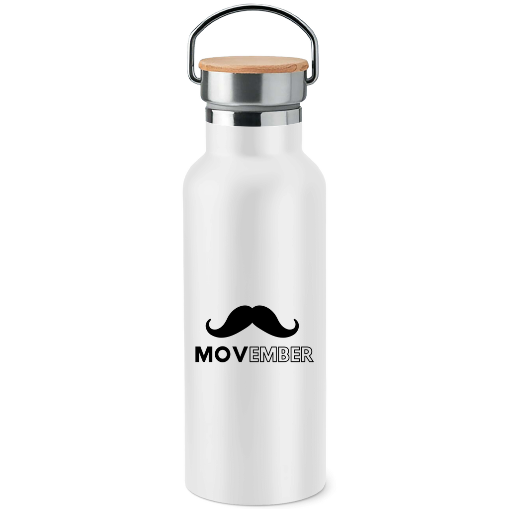 Edelstahl-Trinkflasche mit Bambusdeckel MOVEMBER