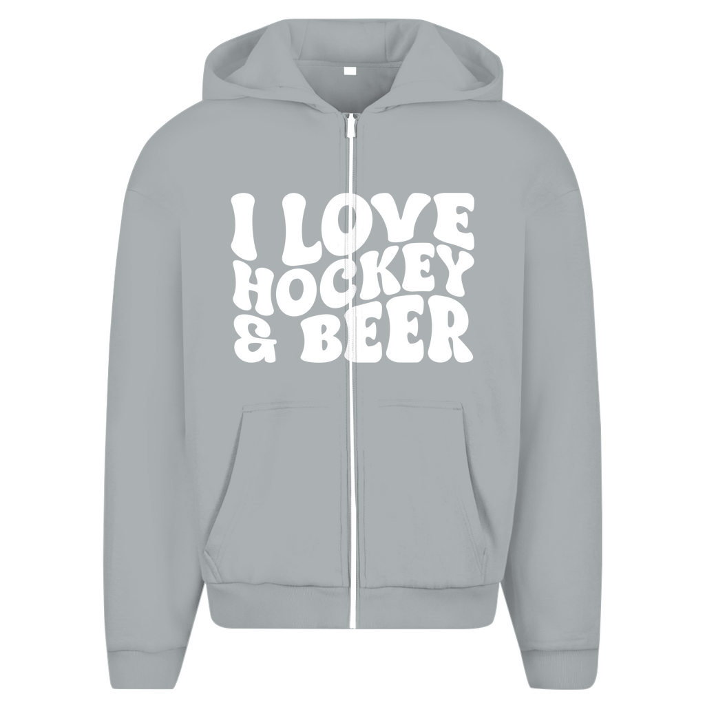 Oversize Zipper I LOVE HOCKEY & BEER
