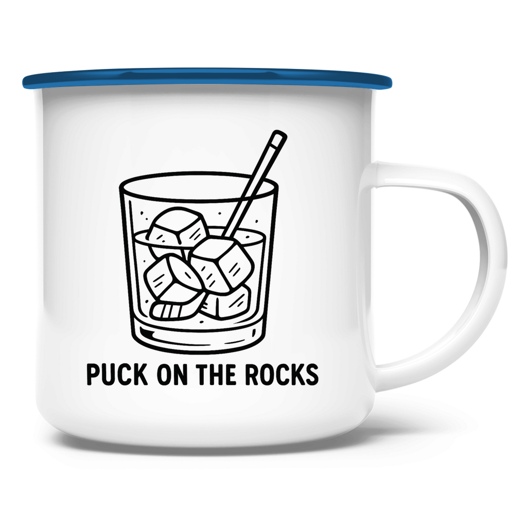 Emaille Tasse PUCK ON THE ROCKS