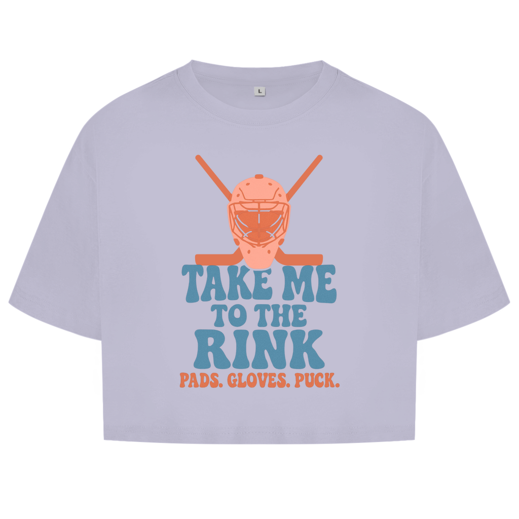 Ladies Crop Top TAKE ME TO THE RINK GOALIE