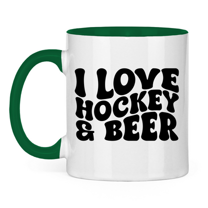 Tasse zweifarbig  I LOVE HOCKEY & BEER