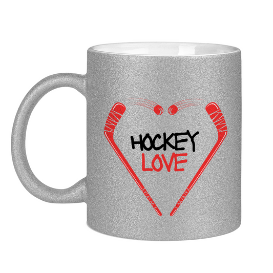 Glitzertasse HOCKEYLOVE STICKHEART