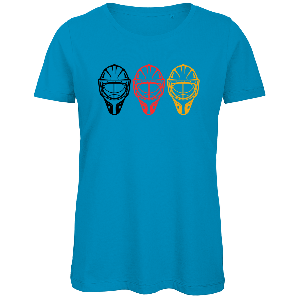 Ladies T-Shirt TEAM GOALIE MASKE SCHWARZ-ROT-GOLD