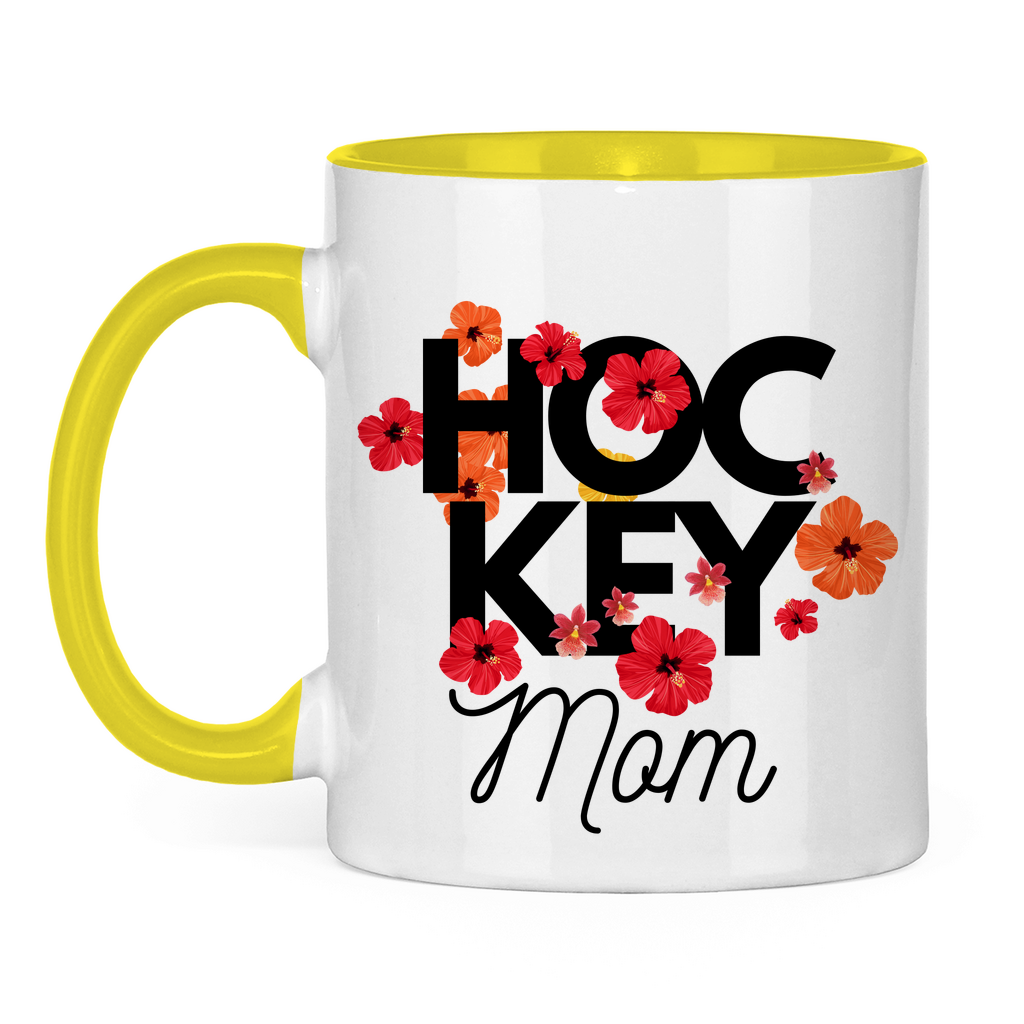 Tasse zweifarbig HOCKEY MOM FLOWERS