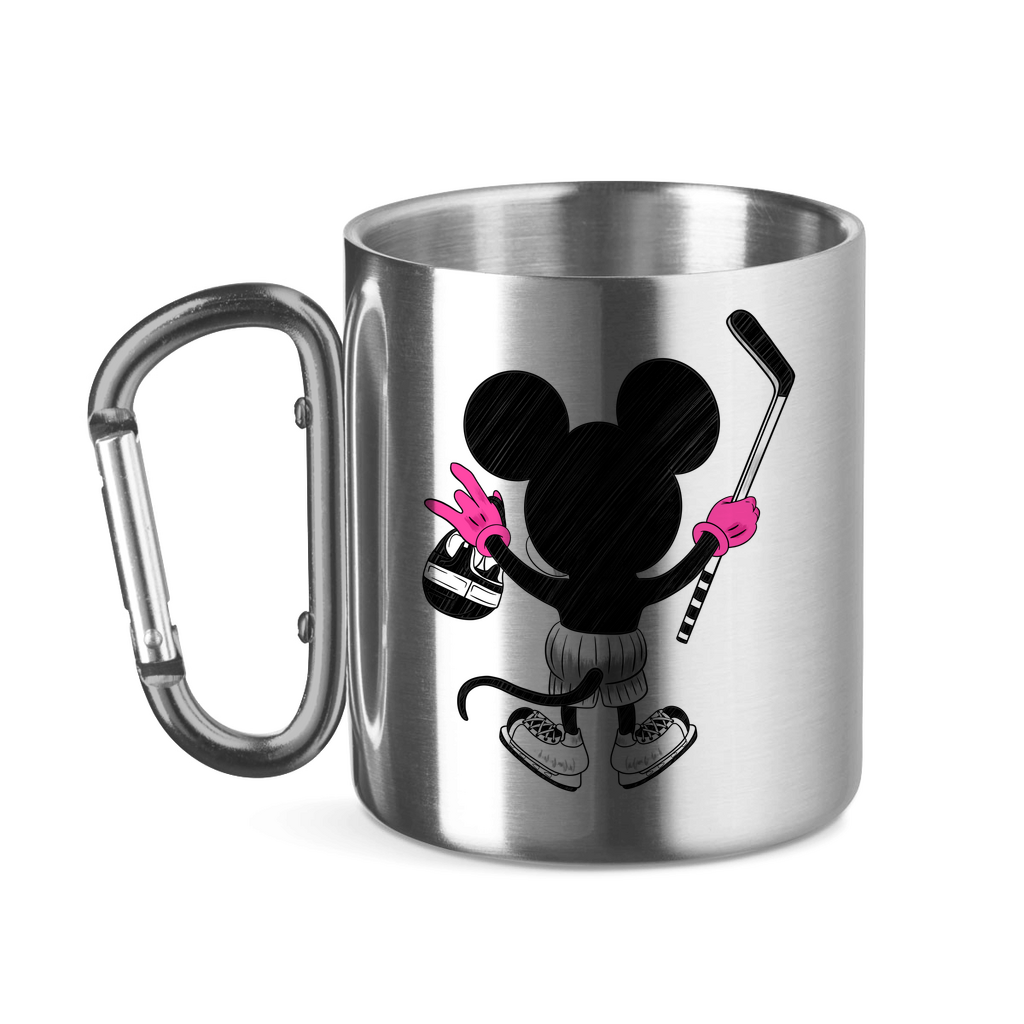 Edelstahltasse mit Karabinergriff HOCKEYMOUSE PINK