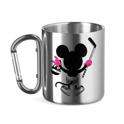 Edelstahltasse mit Karabinergriff HOCKEYMOUSE PINK