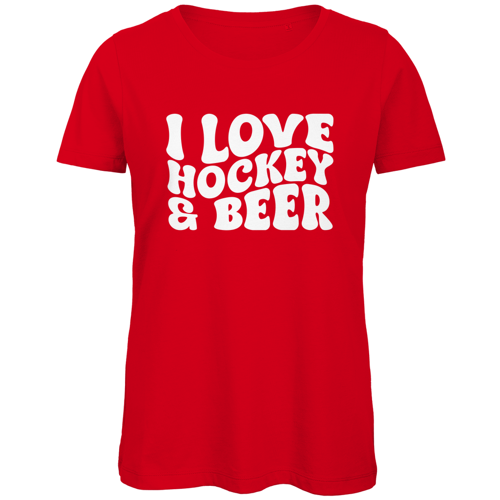 Ladies T-Shirt I LOVE HOCKEY & BEER
