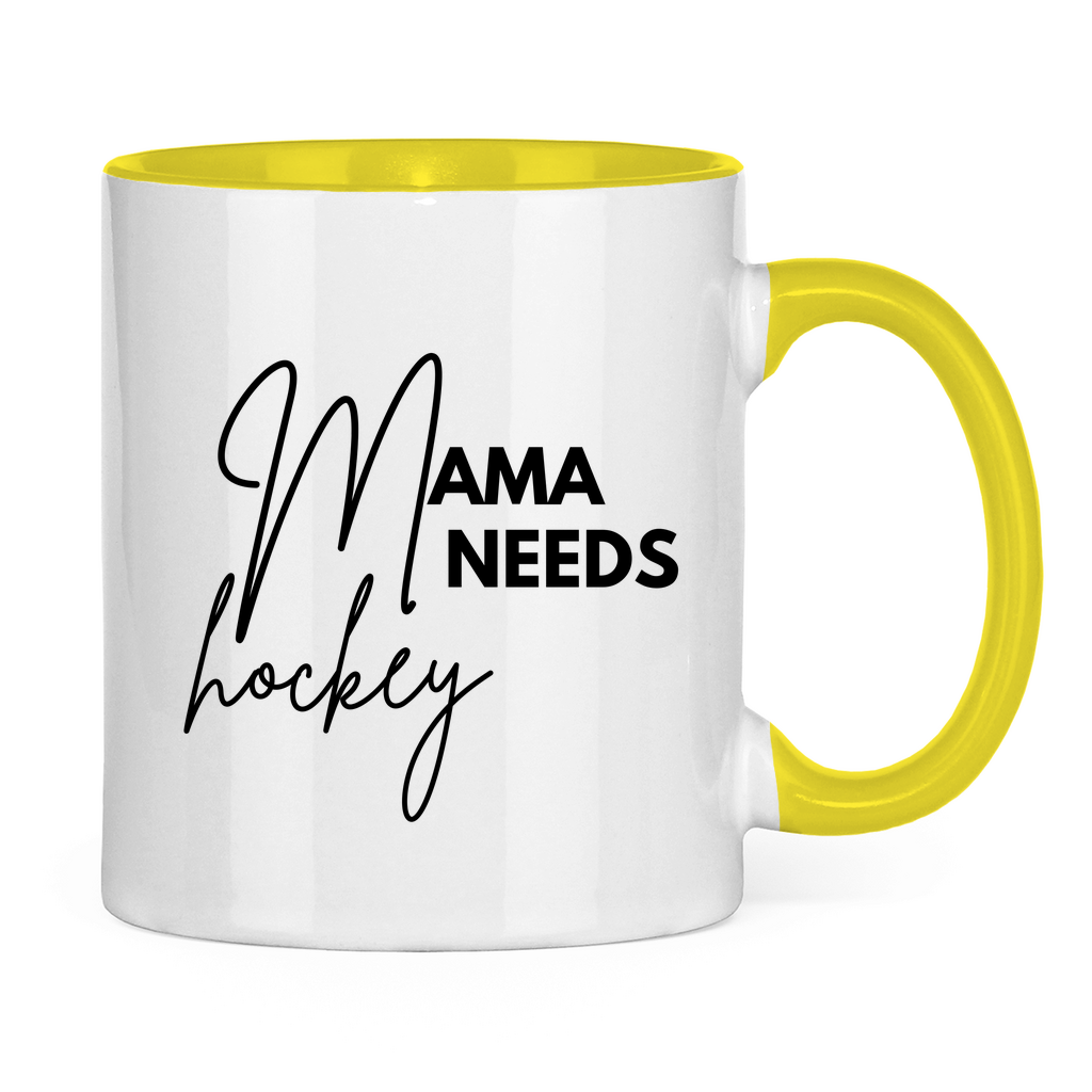 Tasse zweifarbig MAMA NEEDS HOCKEY