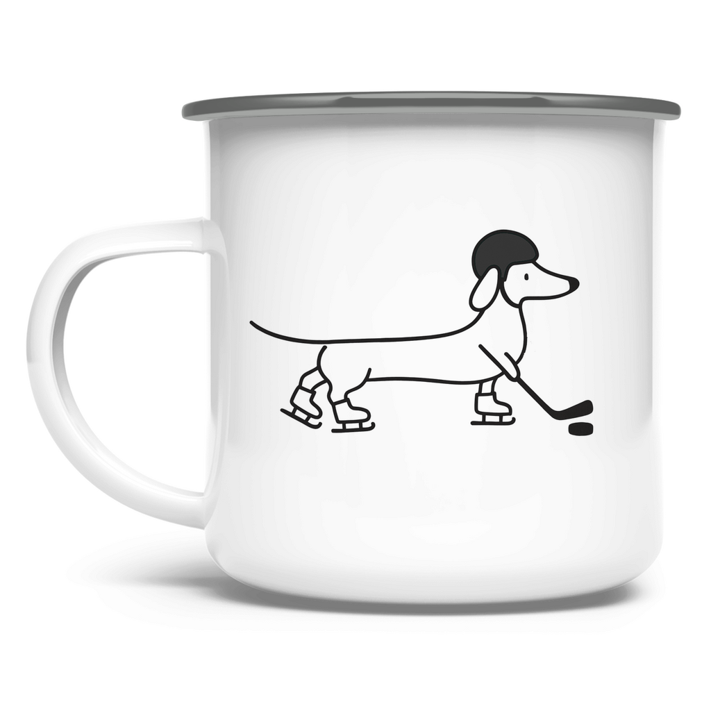 Emaille Tasse HOCKEY DACKEL