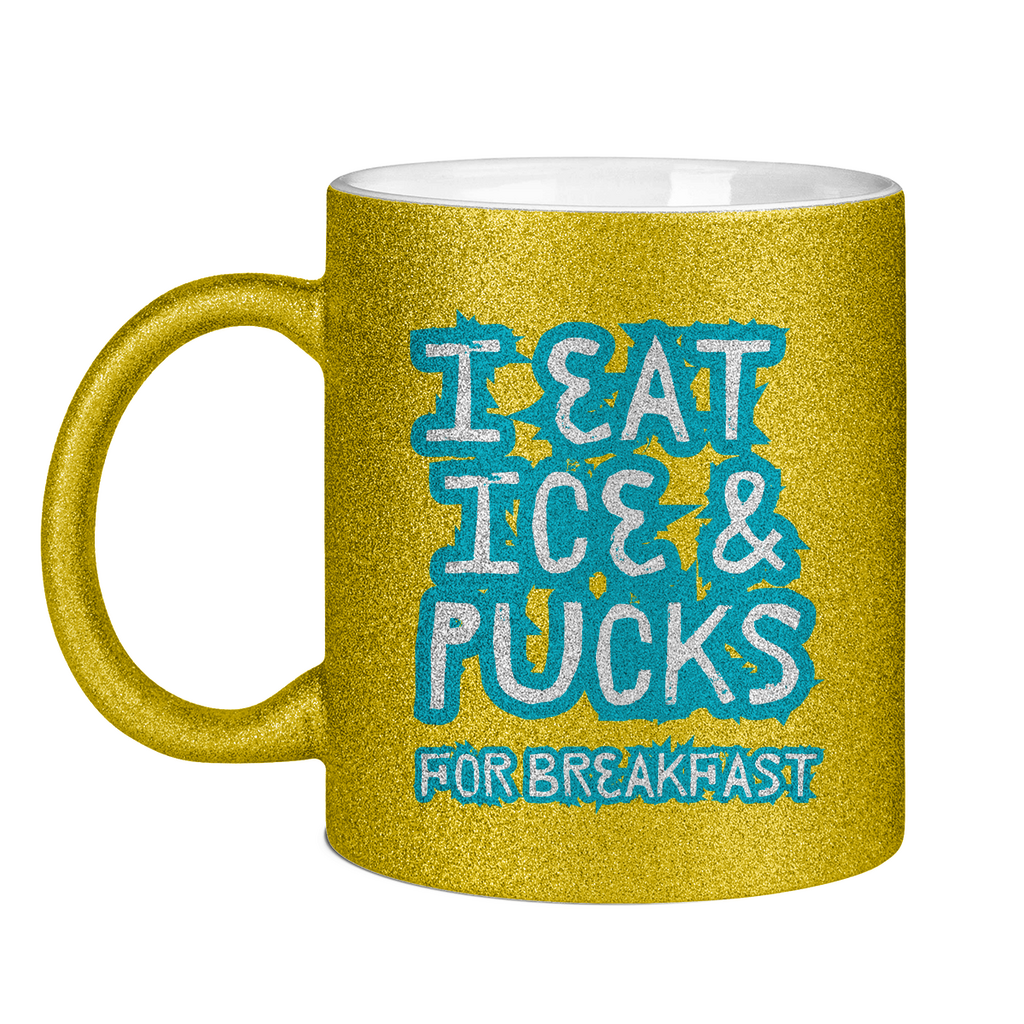 Glitzertasse ICE & PUCKS FOR BREAKFAST