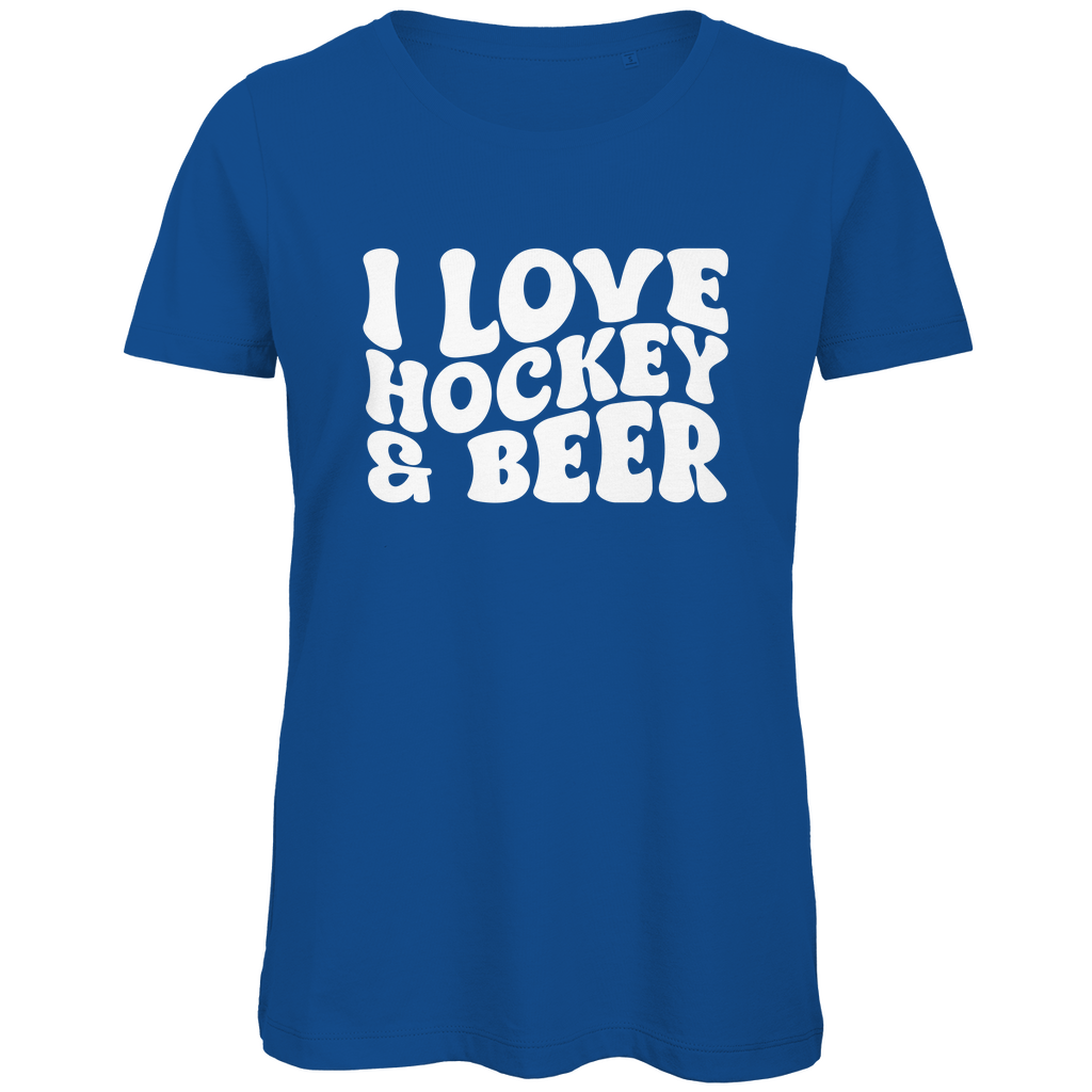 Ladies T-Shirt I LOVE HOCKEY & BEER