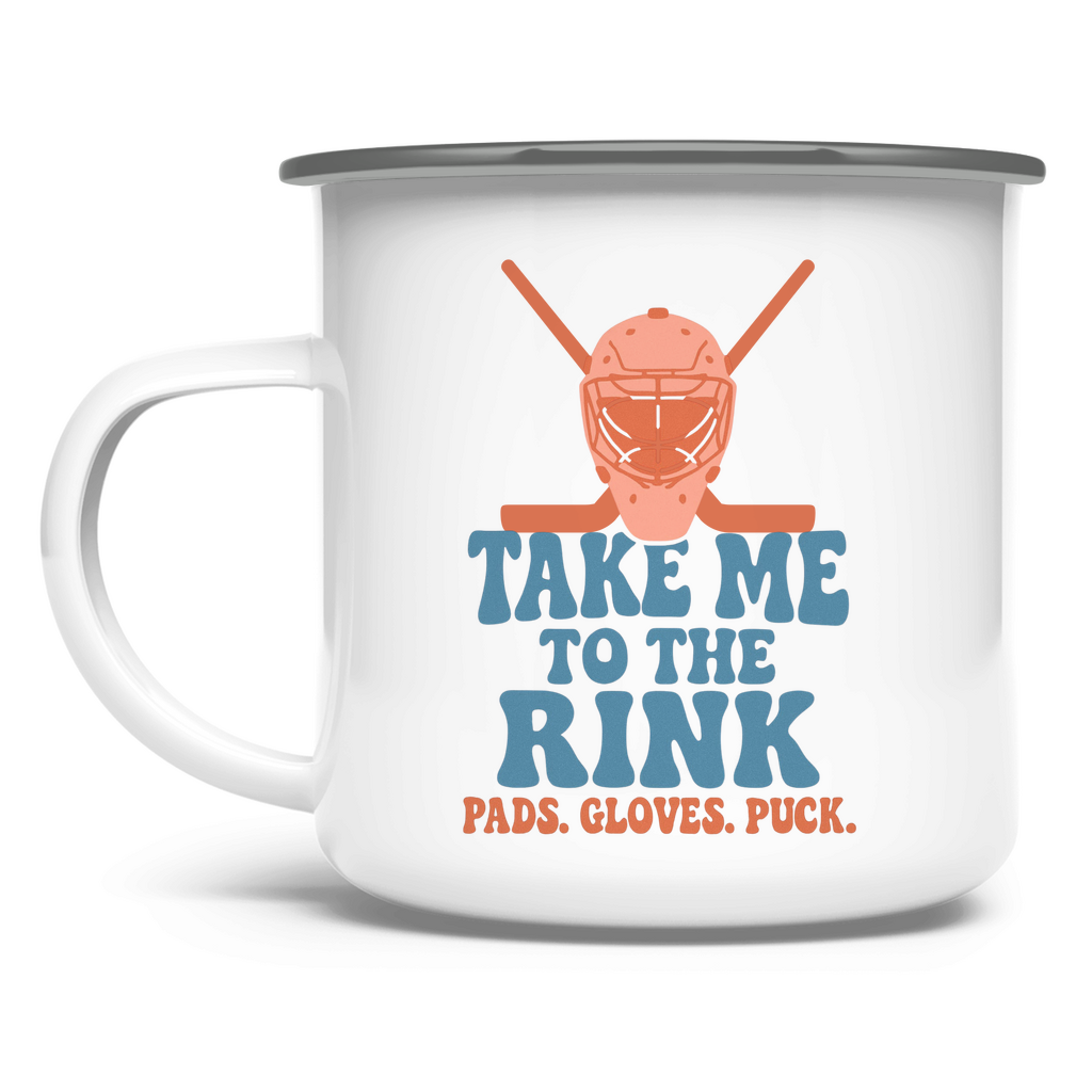 Emaille Tasse TAKE ME TO THE RINK GOALIE