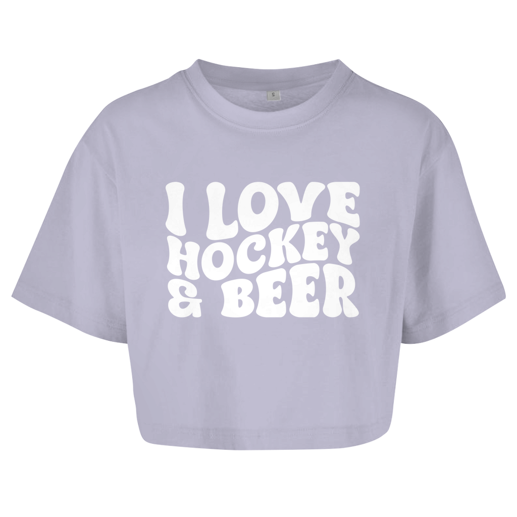 Ladies Crop Top I LOVE HOCKEY & BEER