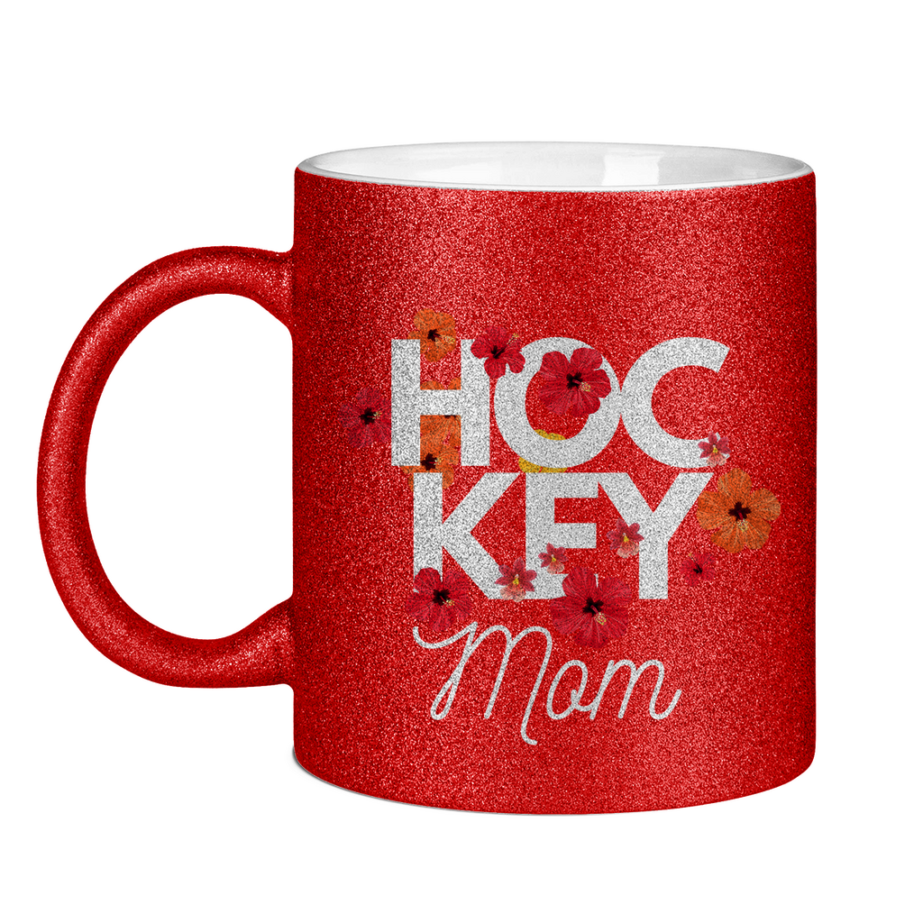 Glitzertasse HOCKEYMOM FLOWERS