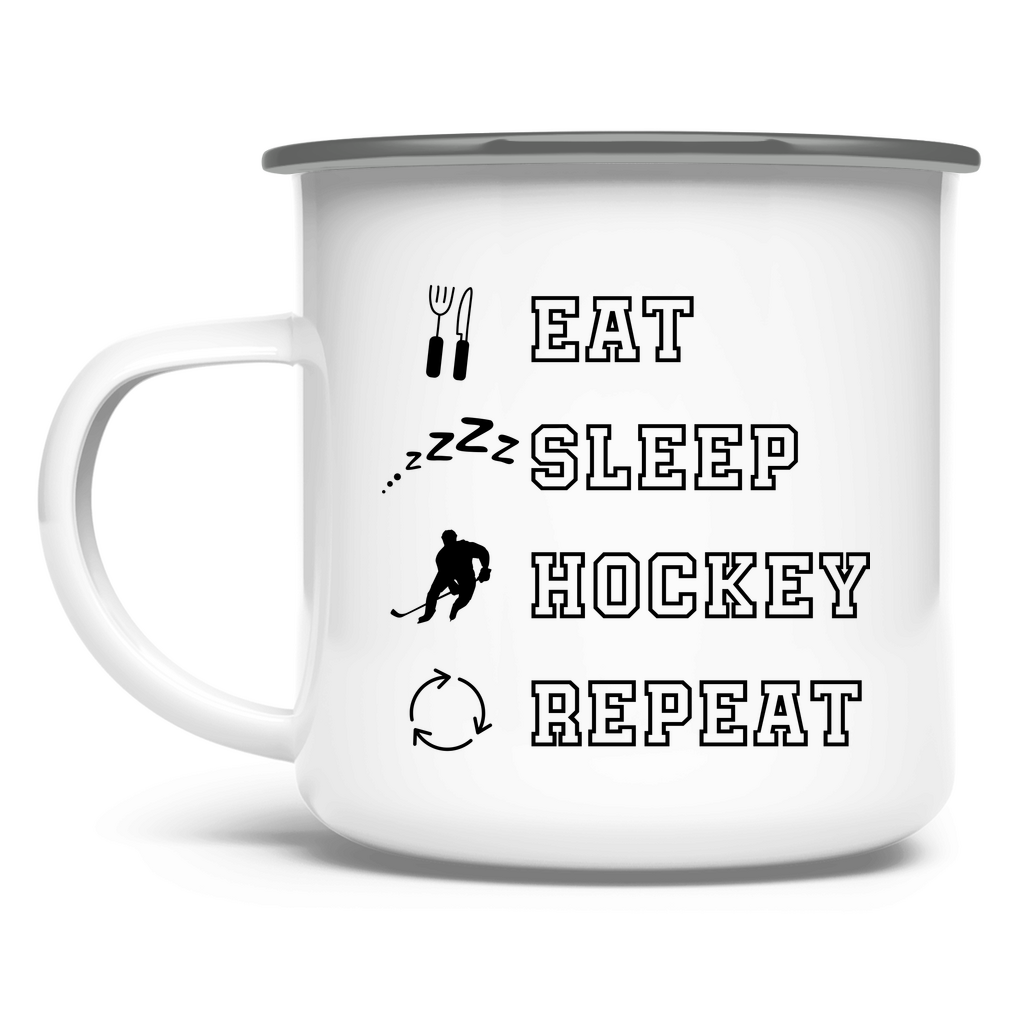 Emaille Tasse EAT, SLEEP REPEAT