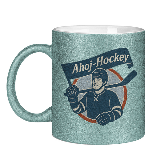 Glitzertasse AHOJ-HOCKEY VINTAGE
