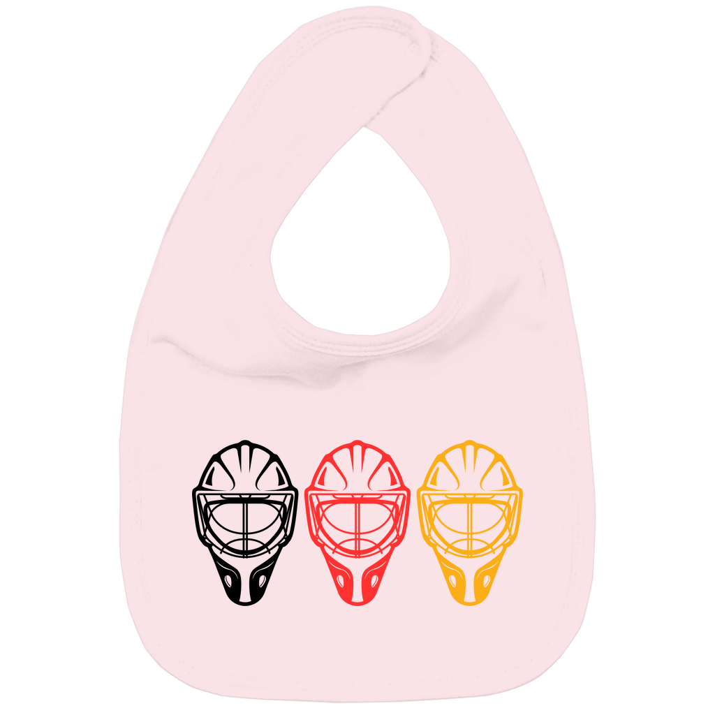 Kinder Bio Lätzchen TEAM GOALIE MASKE SCHWARZ-ROT-GOLD