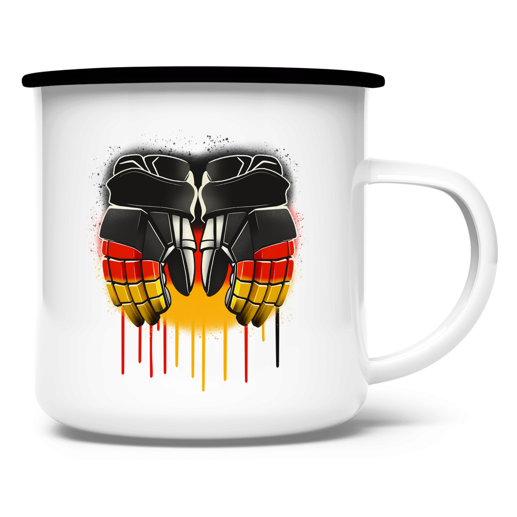 Emaille Tasse GERMAN GLOVES