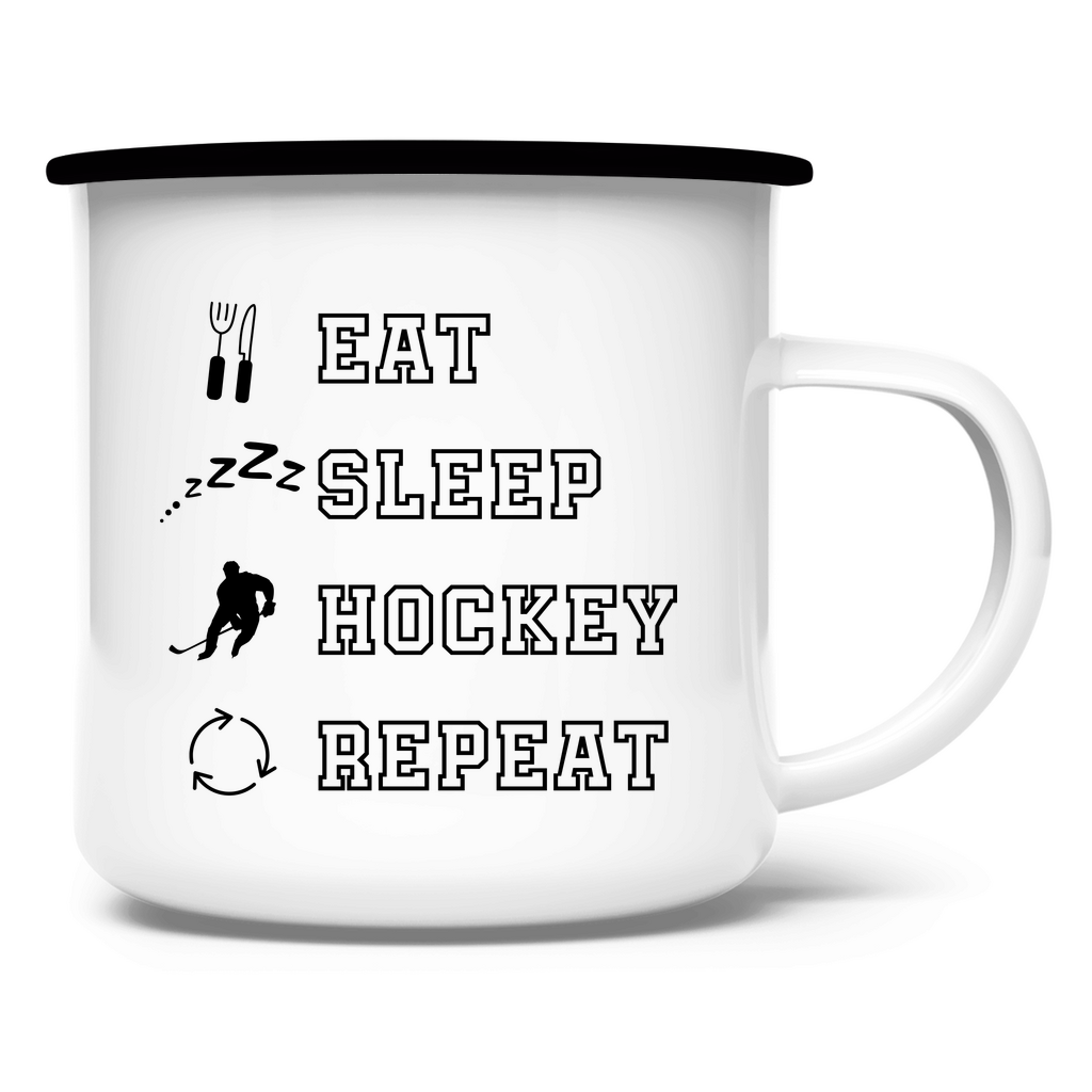 Emaille Tasse EAT, SLEEP REPEAT