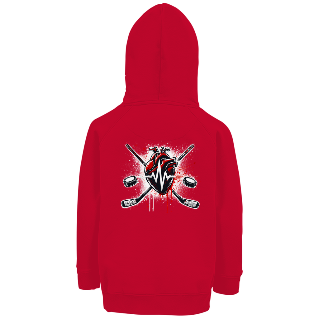 Kids Hoodie HOCKEY HEARTBEAT (back)