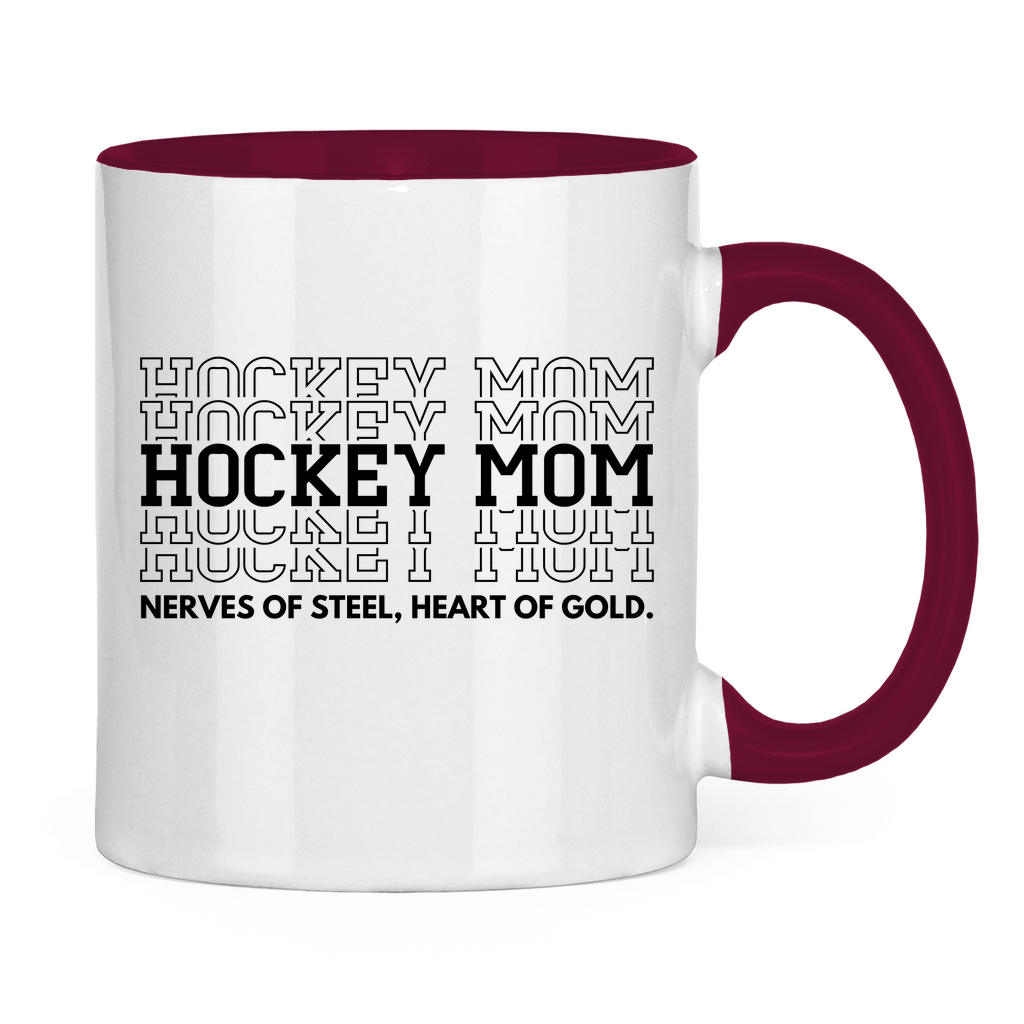 Tasse zweifarbig HOCKEYMOM NERVES & HEART