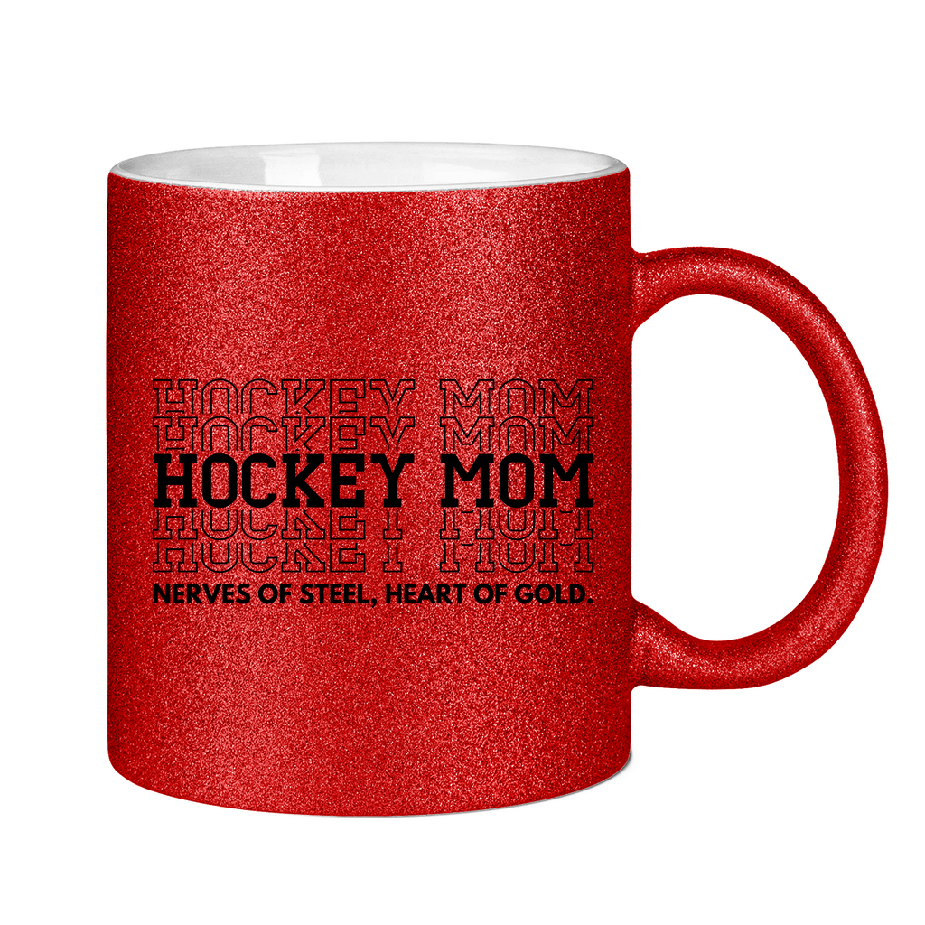 Glitzertasse HOCKEYMOM NERVES & HEART