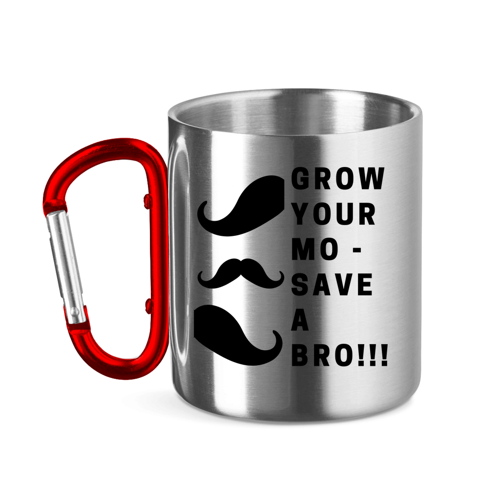 Edelstahltasse mit Karabinergriff GROW YOUR MO