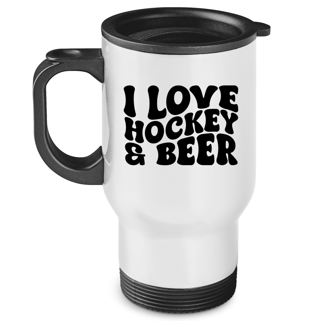 Edelstahl-Thermobecher I LOVE HOCKEY & BEER