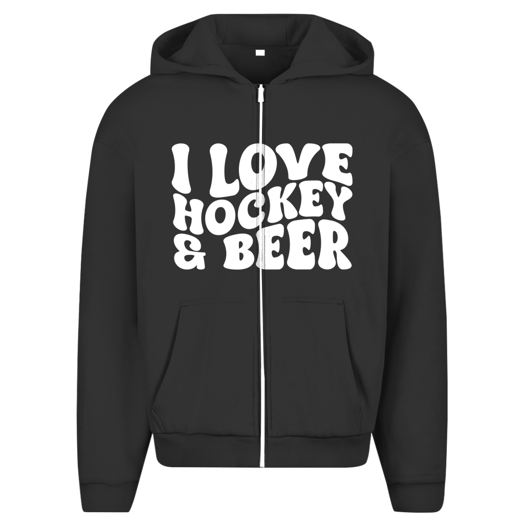 Oversize Zipper I LOVE HOCKEY & BEER