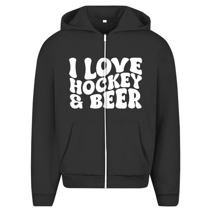 Oversize Zipper I LOVE HOCKEY & BEER