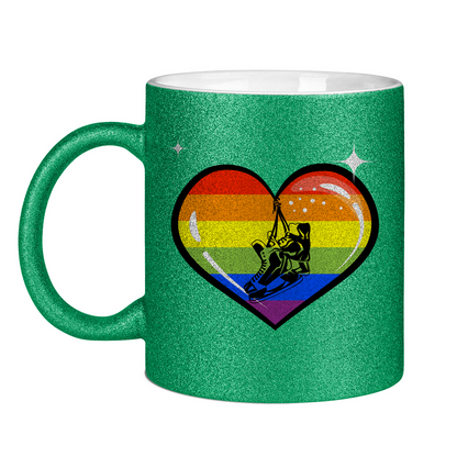 Glitzertasse RAINBOW SKATE HEART