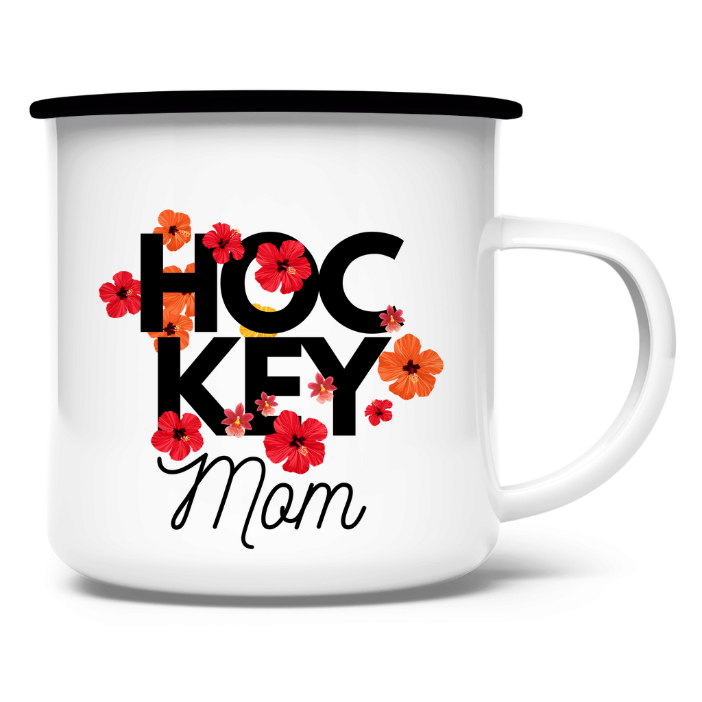 Emaille Tasse HOCKEY MOM FLOWERS