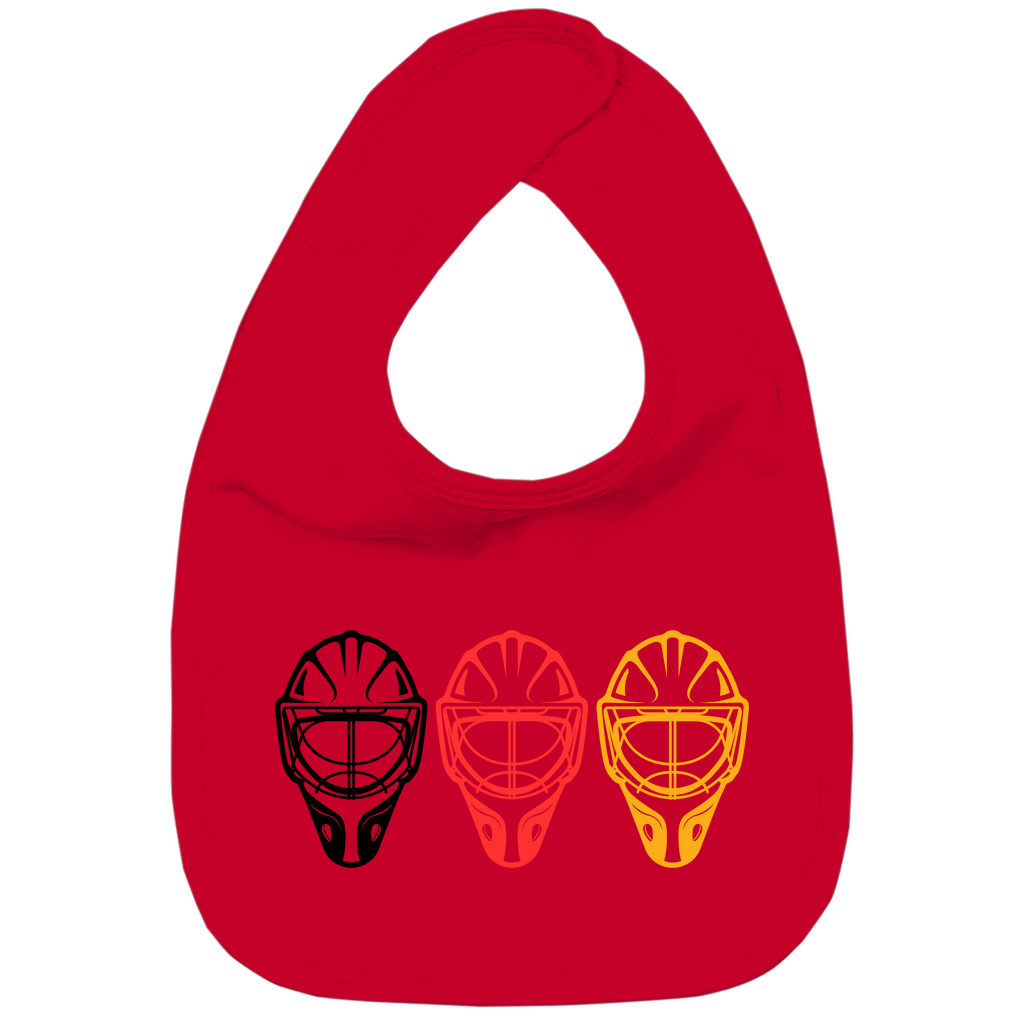 Kinder Bio Lätzchen TEAM GOALIE MASKE SCHWARZ-ROT-GOLD