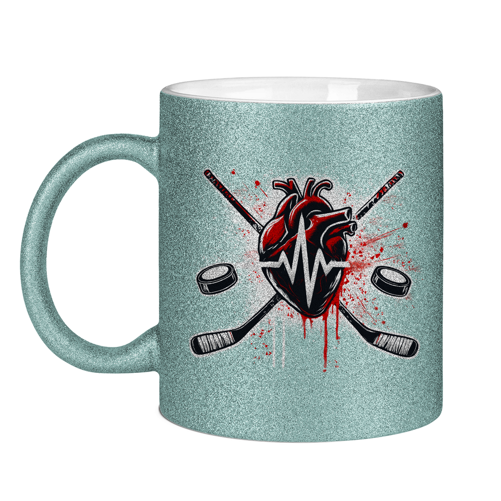 Glitzertasse HOCKEY HEARTBEAT