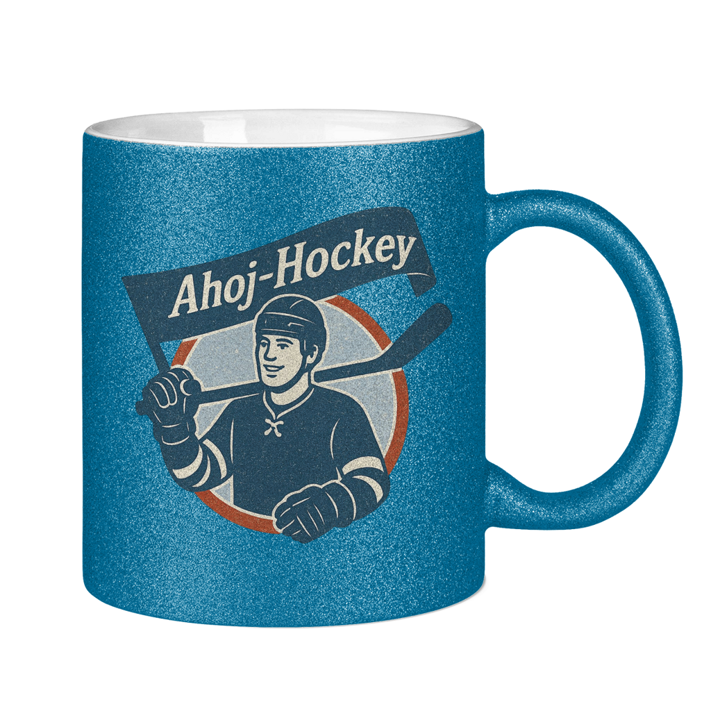 Glitzertasse AHOJ-HOCKEY VINTAGE