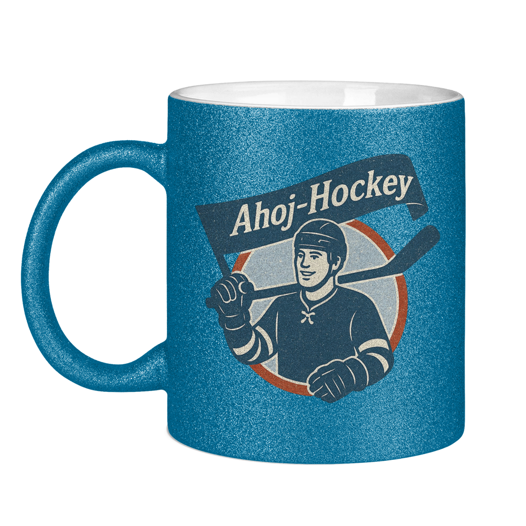 Glitzertasse AHOJ-HOCKEY VINTAGE