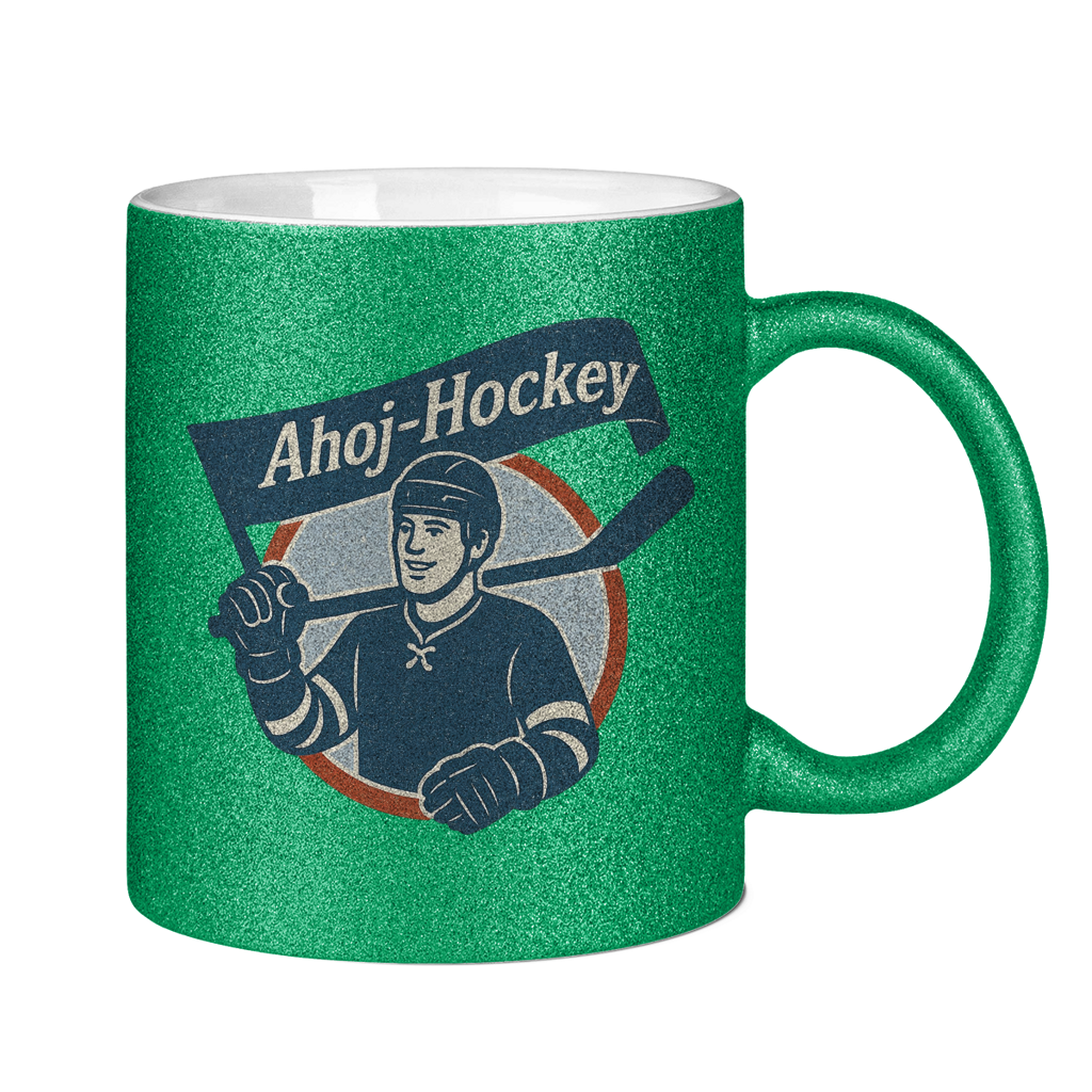 Glitzertasse AHOJ-HOCKEY VINTAGE